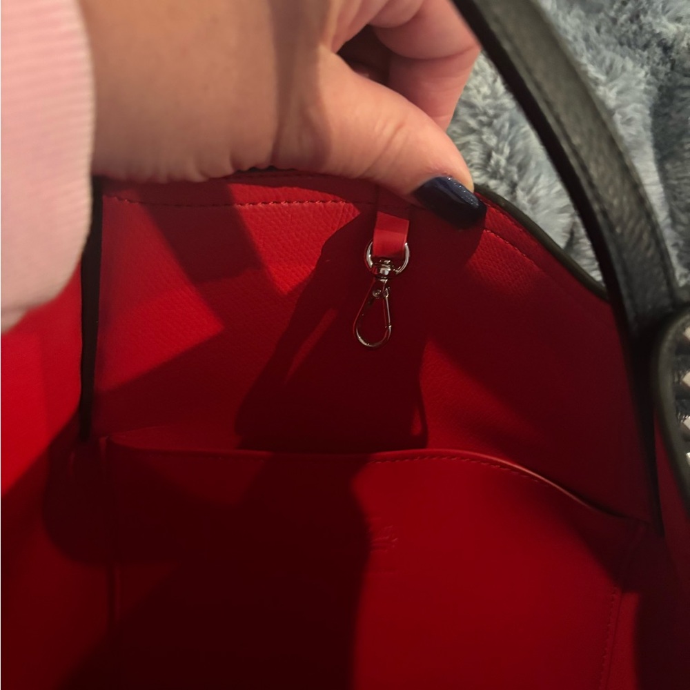 Christian Louboutin Black Leather Tote with Signature Red Trim - Picture 6 of 13